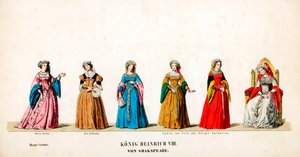 Theaterkostümentwürfe für Shakespeares Stück, Heinrich VIII, 19. Jahrhundert