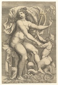 Thetis sitzt mit einem Triton, 16. Jahrhundert von Unbekannt