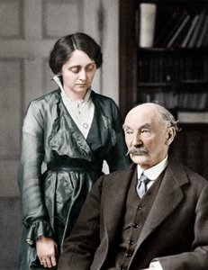 Thomas Hardy, englischer Dichter, Romanautor und Dramatiker mit seiner zweiten Frau Florence, 1912-1928 von Unbekannt