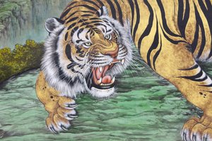 Tiger-Gemälde im Bongeunsa-Tempel, Seoul, Südkorea von Unbekannt