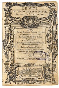 Titelseite aus: Giorgio Vasari, Die Leben der ausgezeichnetsten italienischen Maler, Bildhauer, 1568
