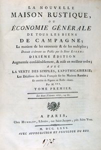 Titelseite zu La Nouvelle Maison Rustique, ou Economie Générale, 1775