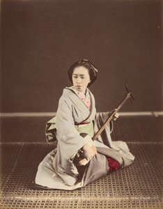 Tokyo Geisha mit Shamisen von Unbekannt