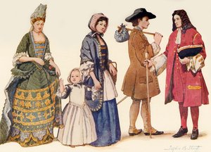 Traditionelle Kleidung in den Regierungszeiten von James II. - Wilhelm und Maria 1685-1700, 1903, 1937 von Unbekannt