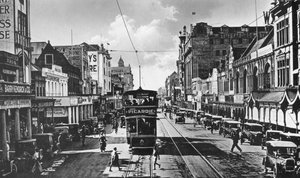 Straßenbahn in der West Street, Durban, Südafrika von Unbekannt