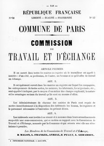 Arbeit und Austausch, aus französischen politischen Plakaten der Pariser Kommune, Mai 1871