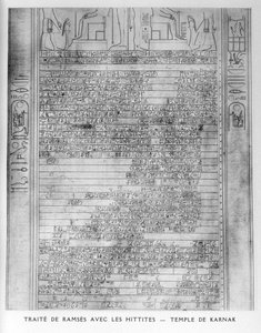 Vertrag von Ramses und dem Volk der Hethiter, Tempel von Karnak, 19. Jahrhundert von Unbekannt
