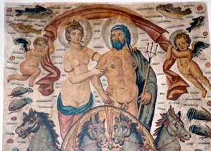 Triumph von Neptun und Amphitrite, römisches Mosaik, frühes 4. Jahrhundert von Unbekannt