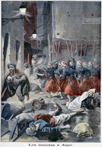 Truppen versuchen, Straßen während antisemitischer Unruhen zu räumen, Algier, Algerien, 1898