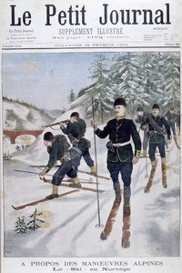 Truppen auf Skiern bei alpinen Manövern, Norwegen, 1902