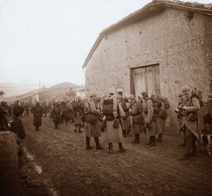Truppen mit Rucksäcken, Somme, Nordfrankreich, um 1914-1918