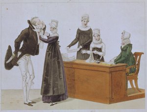 Anprobe eines Jabots von Unbekannt