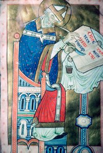 Zwölfte Jahrhundert Illustration von St. Dunstan 909-988 als Schreiber. Er war ein Erzbischof von Canterbury