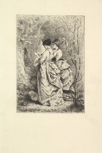 Zwei junge Damen in einem Garten, 1873-74