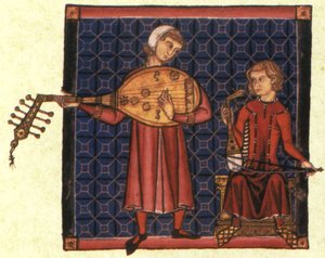 Zwei Minnesänger. Illustration aus dem Codex der Cantigas de Santa Maria, um 1280 von Unbekannt