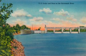 US-Schleusen und Damm am Savannah River, 1943 von Unbekannt