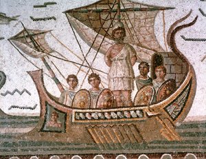 Odysseus und die Sirenen, römisches Mosaik, 3. Jahrhundert n. Chr. von Unbekannt