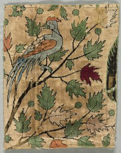 Samtfragment, Khusrau sieht Shirin baden, 1550-99
