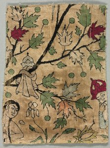 Samtfragment, Khusrau sieht Shirin baden, 1550-99