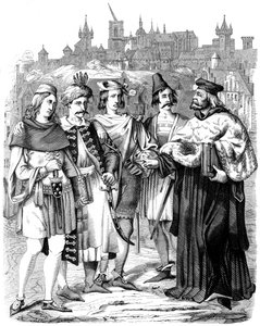 Vizekanzler und Studenten verschiedener Nationalitäten an der Universität Prag, 1849 von Unbekannt
