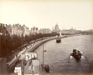Victoria Embankment, mit Temple Gardens und St. Pauls Kathedrale, London, 1887