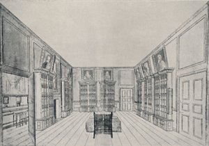 Blick nach innen auf Samuel Pepys Bibliothek im York Building, 1928