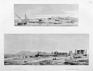 Blick auf Luxor und den Tempel von Theben in Luxor, Ägypten, ca. 1808 von Unbekannt