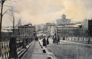 Ansicht der Znamenka-Straße im Winter, Moskau, Russland, frühes 20. Jahrhundert