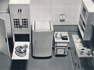 Ansicht einer Küche, entworfen von H.M.V. Haushaltsgeräte, 1938 von Unbekannt