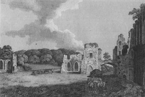 Ansicht eines Teils der Ruinen der Abtei von St. Agatha: in der Nähe von Eastby, Yorkshire, 1791