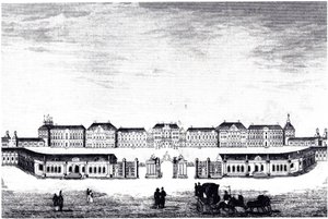 Ansicht des Katharinenpalastes in Zarskoje Selo, ca. 1840 von Unbekannt