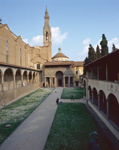 Ansicht der Pazzi-Kapelle, der Fassade und des Glockenturms von Unbekannt