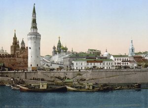 Blick auf den St. Basils Abhang, gesehen vom Moskva-Fluss, Moskau, Russland, ca. 1890-1905 von Unbekannt