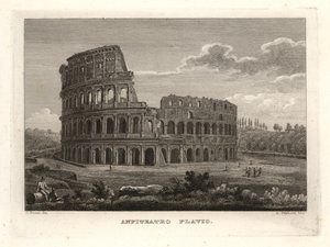 Ansicht der Ruinen des Flavischen Amphitheaters, Anfiteatro Flavio, Rom