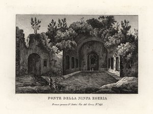 Ansicht der Quelle der Nymphe Egeria, Egeria Nympheum, Ninfeo d