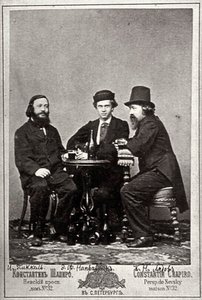 Geiger Johann Pickel mit den Komponisten Eduard Nápravník und Anatoly Lyadov, 19. Jahrhundert von Unbekannt