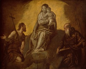 Jungfrau und Kind mit den Heiligen Johannes dem Täufer und Antonius Abt, 1575-1625 von Unbekannt