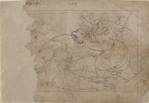 Vishnu auf Garuda, der einen Dämon tötet, Mitte des 18. Jahrhunderts von Unbekannt