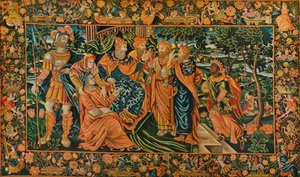 Besuch der Weisen bei Herodes: Elisabethanisches Petit-Point-Panel, ca. 16. Jahrhundert von Unbekannt