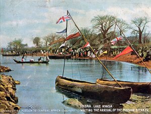 Warten auf die Ankunft des Missionsdampfers, Likoma, Nyasasee, Afrika, 1904 von Unbekannt