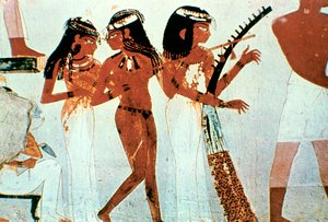 Wandmalerei, Detail, Gruppe von Musikern, Grab des Nakht, Theben von Unbekannt