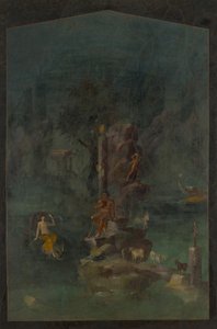 Wandmalerei: Polyphem und Galatea in einer Landschaft, aus der kaiserlichen Villa..., 1. Jahrhundert v. Chr. von Unbekannt