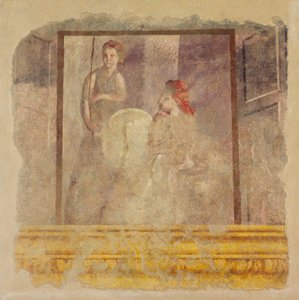 Wandmalereifragment von der Nordwand des Raums H der Villa von P. Fannius..., ca. 50-40 v. Chr. von Unbekannt
