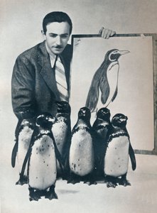 Walt Disney mit Pinguinen, 1934-1935 von Unbekannt
