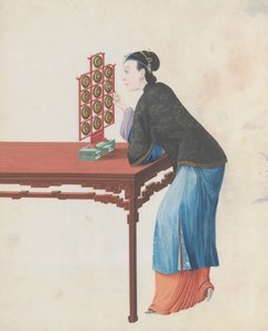 Aquarell eines Musikers, der Yunluo spielt, spätes 18. Jahrhundert von Unbekannt