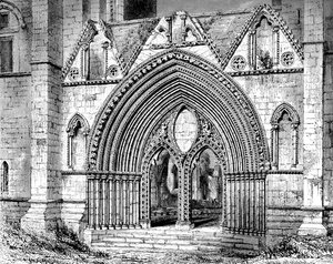 Westliches Portal der Elgin-Kathedrale, Elgin, Moray, Schottland, 1908-1909 von Unbekannt