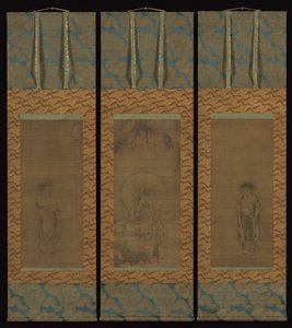 Weißgekleideter Guanyin mit Hanshan und Shide, 14. Jahrhundert von Unbekannt