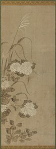 Weiße Chrysanthemen und Gräser, Edo-Periode, 1615-1868