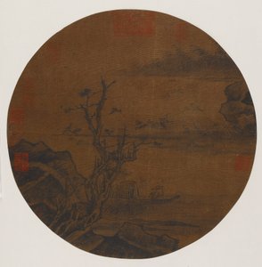 Wildgänse landen auf einer Sandbank, möglicherweise Ming-Dynastie, 1368-1644