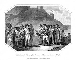 William Bligh, britischer Marineoffizier, empfangen vom Gouverneur von Timor, 14. Juni 1789, 1802